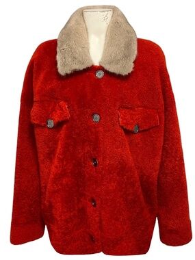 Punto Burnt Orange Lamb Shearling Jacket with Mink Fur Collar